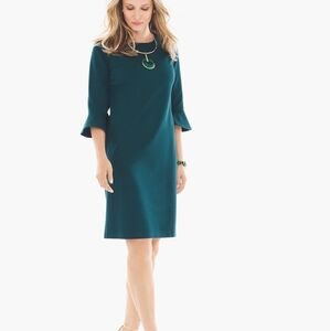 Chicos sz 4 Ponte Bell-Sleeve Short Dress In Swiss Pine green sz 20